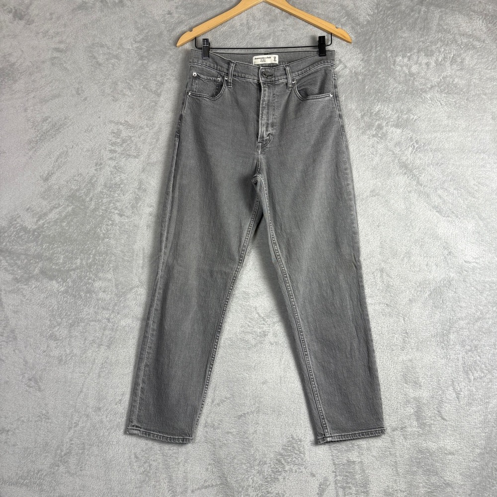 Abercrombie & Fitch The Mom High Rise Gray Tapered Jeans Womens 28/6 Wash Gray